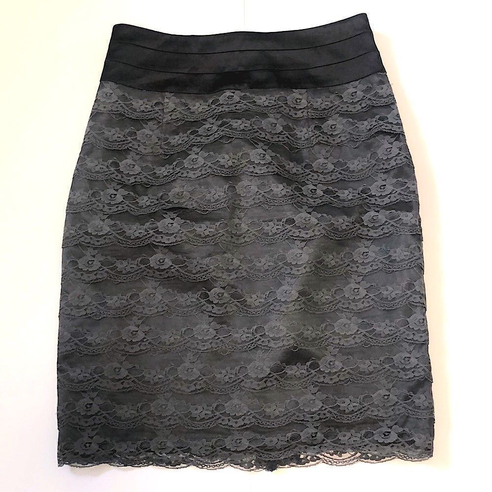 Women’s H & M Gray Lace Pencil Skirt w/Zippered Back Size 8